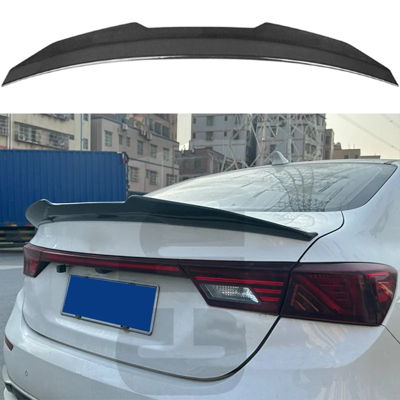 Trunk Boot Lid Duck Tail Lip Spoiler Wings For Kia Forte 2019-2024 Real Carbon Fiber PSM Rear Spoiler