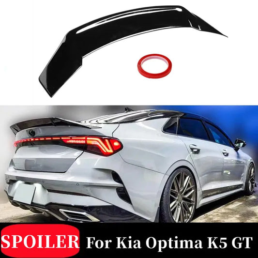 Kia K5 2020-2024 K5 Spoiler ABS Plastic Black/ Carbon Fiber Look Rear Trunk Lip Spoiler Wing