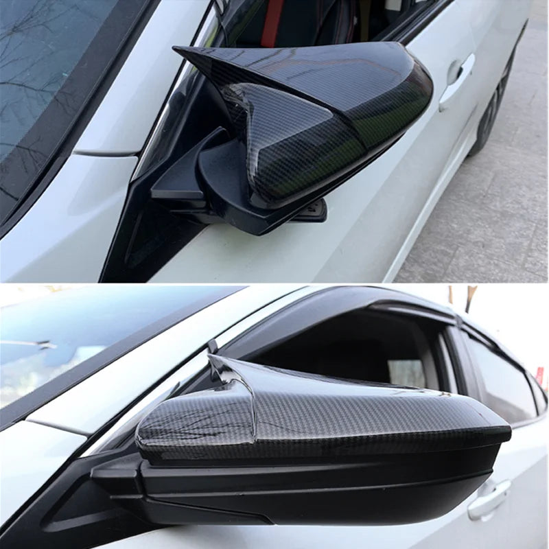 Side Mirror Cover Wing Cap Exterior Door Rear View Case Trim Carbon Fiber