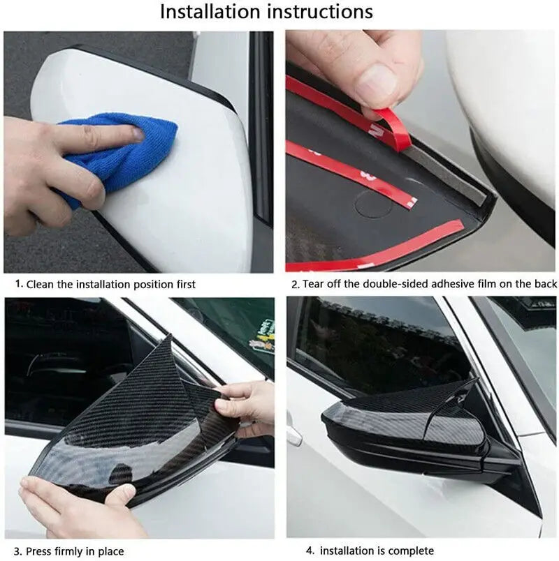 Side Mirror Cover Wing Cap Exterior Door Rear View Case Trim Carbon Fiber