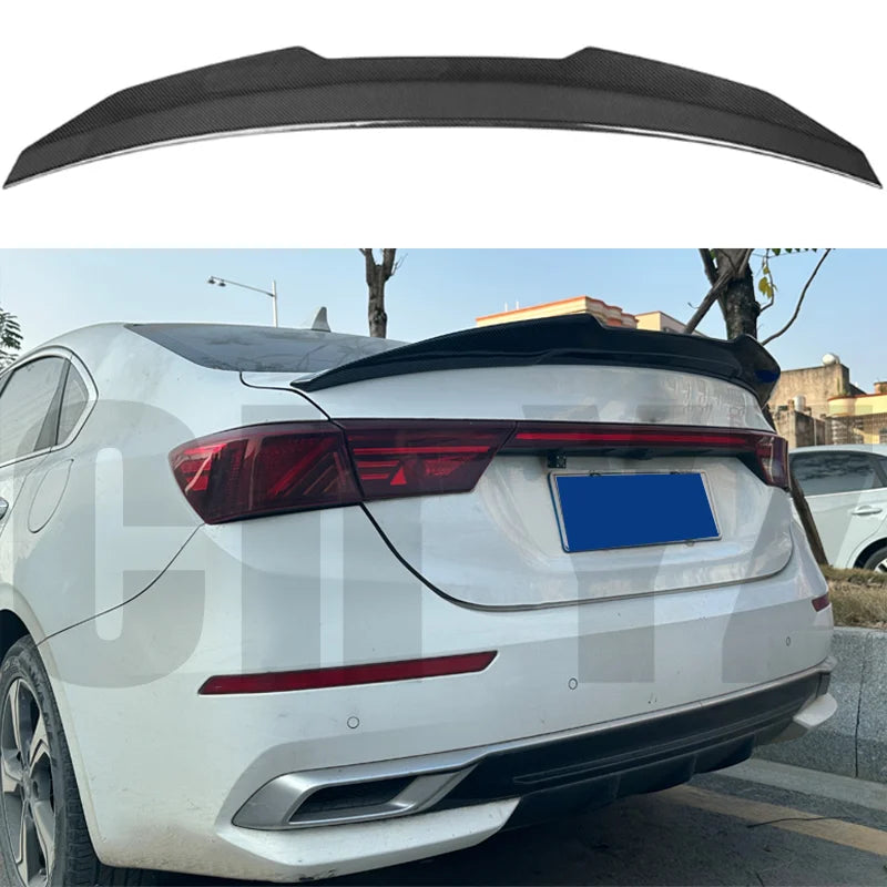 Trunk Boot Lid Duck Tail Lip Spoiler Wings For Kia Forte 2019-2024 Real Carbon Fiber PSM Rear Spoiler