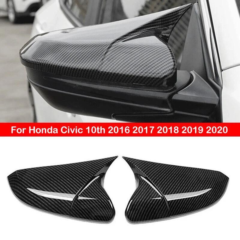 Side Mirror Cover Wing Cap Exterior Door Rear View Case Trim Carbon Fiber